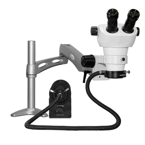 Scienscope NZ Stereo Zoom Microscope With Fiber-Optic LED On Articulating Arm NZ-PK3-AN - main